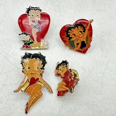 Vintage Betty Boop Enamel Pin Set Of 4 1990s Taiwan - Image 1 of 4