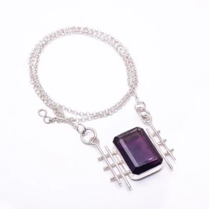 Purple Amethyst 925 Sterling Silver Tennis Necklace 19-23" Cp_9441_204_26 - Picture 1 of 2