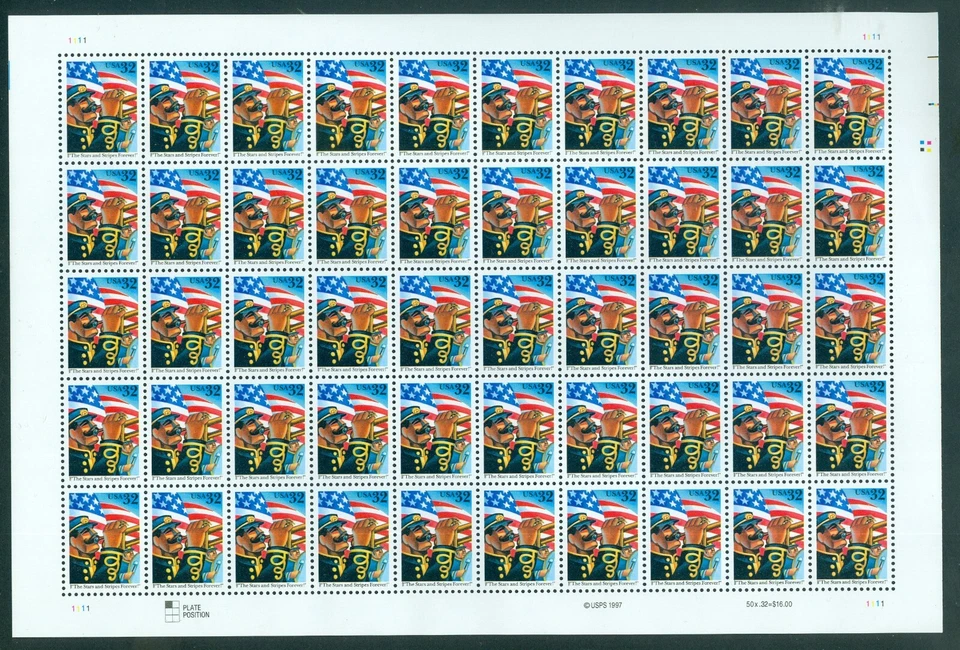 US Scott 3153 Stars and Strips Forever, Complete Sheet/50, MNH, Face $16.00 - Image 1 of 1