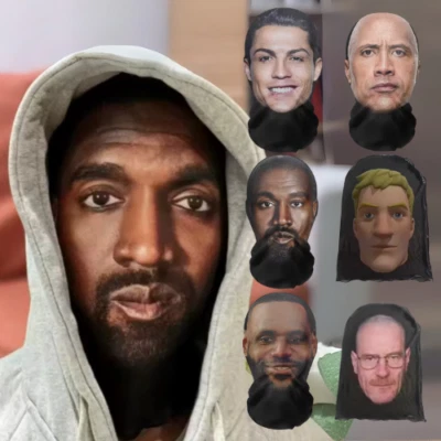 Realistic Celebrity Full Face Mask Kanye Rock Ronaldo Lebron Costume For Party - Image 1 of 3