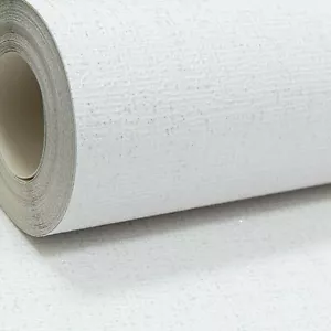 White Silver Glitter Shimmer Wallpaper Plain Textured Linen Effect Thick Vinyl - Picture 1 of 8