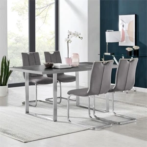 Armen Living Pacific 20" Fabric Dining Armless Chair in Gray/Steel (Set of 2) - Picture 1 of 9