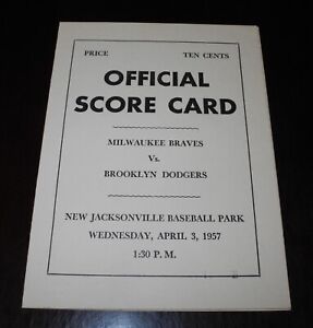 1957 SPRING TRAINING Brooklyn Dodgers Milwaukee Brave Baseball Scorecard Program