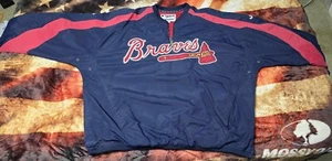 Vintage  Atlanta Braves Majestic Authentic MLB Quarter Zip Pullover Jacket  XXL - Picture 1 of 8