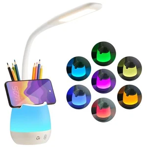 Rechargeable Desk Lamp Color-Changing LED Pen Holder Perfect for Dorm Use - Picture 1 of 9