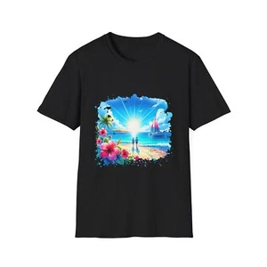Tropical Sunset Unisex T-Shirt, Beachwear, Summer Vibe, Gift for Travelers, - Picture 1 of 24
