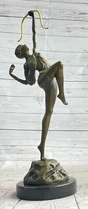 ART DECO DIANA THE HUNTRESS SIGNED BRONZE STATUE FIGURINE HOT CAST NUDE FIGURE - Picture 1 of 10