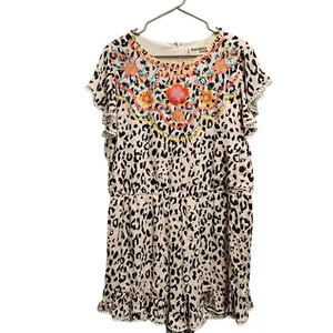 Savanna Jane Strampler Blumen bestickt Leopardenmuster Gr. 1XL gefüttert Spitzenbesatz - Bild 1 von 15