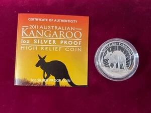 Australia 2011 1 Ounce Silver Proof High Relief Kangaroo SKU JAN24165 - Picture 1 of 3
