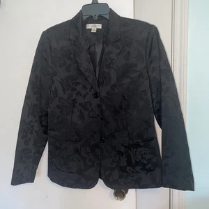 Coldwater Creek Black Floral Jacket with Pockets Size M - Picture 1 of 10