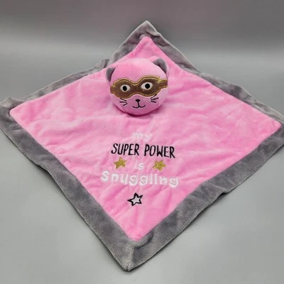 Nursery Rhyme Pink Cat Baby Lovey Security Blanket My Super Power is Snuggling - Image 1 of 4