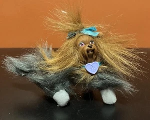 1998 Barbie Pets Yorkie Yorkshire Terrier Dog Figure Brown Grey Mattel Long Hair - Picture 1 of 8