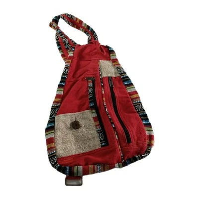 Hobo Boho Sling Shoulder Bag Crossbody Colorful Purse Batik Fabric Backpack - Image 1 of 4