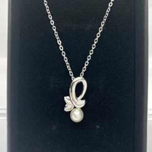 TASAKI Halskette Anhänger Perle 5 mm Sterlingsilber Blatt graviert aus Japan - Bild 1 von 20