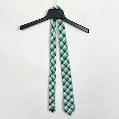 Gravata masculina Nautica verde azul xadrez nova com etiquetas - Imagem 1 de 4