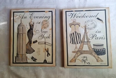 Set Of 2 Kathy Hatch Colection Weekend In New York & Paris Wall Art 11" 14" Each - Image 1 of 4
