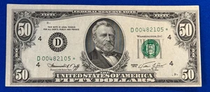 1974 $50 DOLLAR FEDERAL RESERVE STAR NOTE -NEAR MINT-MINOR FOLDS--LOW NUMBER - Picture 1 of 2