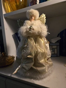 Vintage Engel Baumspitze Porzellan Weißgold, U - Bild 1 von 5