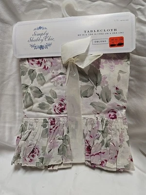 NEW Simply Shabby Chic 60” x 104” Oblong Rose Cotton Tablecloth Rachel Ashwell