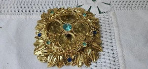 Hollywood Regency Lipstick Brush Holder Aqua & Blue RHINESTONES Granny core - Picture 1 of 6