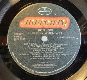 Bon Jovi - Slippery When Wet LP - OG Press - Hard Rock - NO SLEEVE - Picture 1 of 4