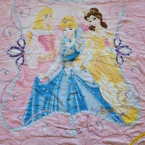 Vintage Disney Princess Comforter Cinderella Belle Sleeping Beauty Pink Sz Full - Picture 1 of 19