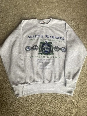 Sudadera De Colección Seattle Seahawks AFC Nuez moscada Hecha en EE. UU. Parche Cosido, XL Foto 1 de 4