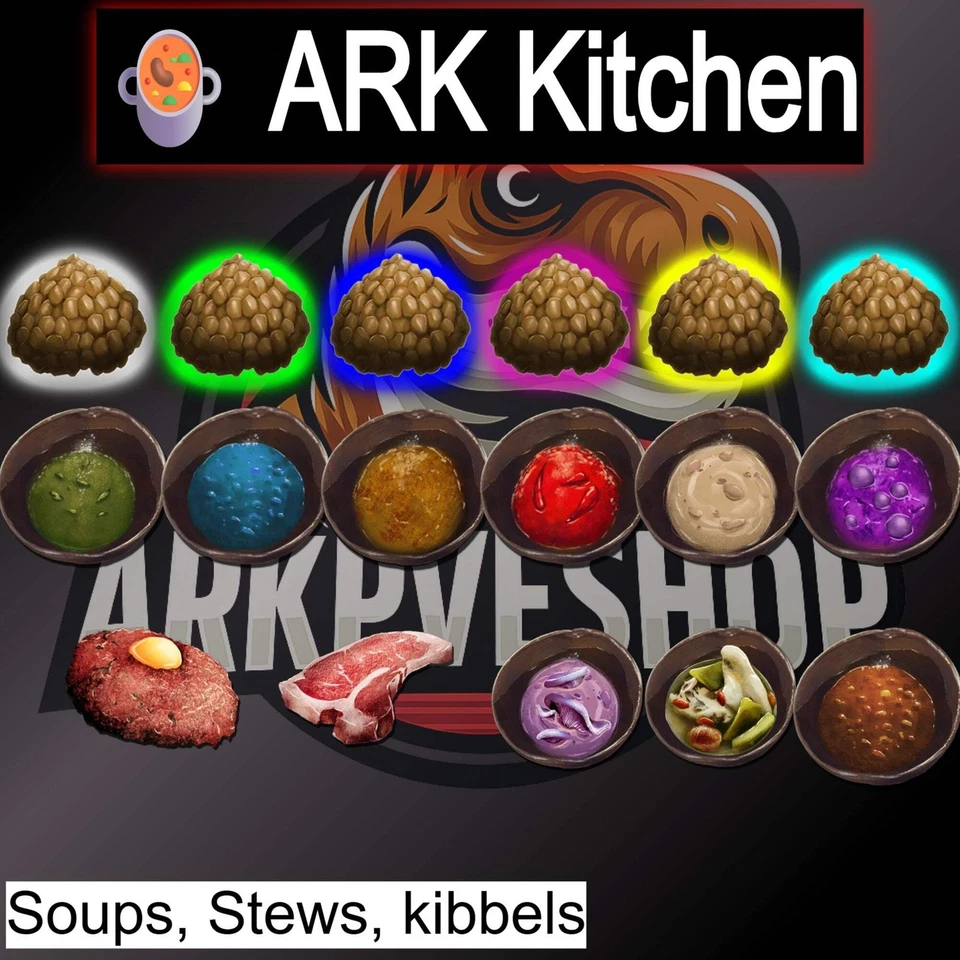 ASA🦖Ark Survival Ascended zuppe da cucina, stufati, crocchette salvietta mente exp