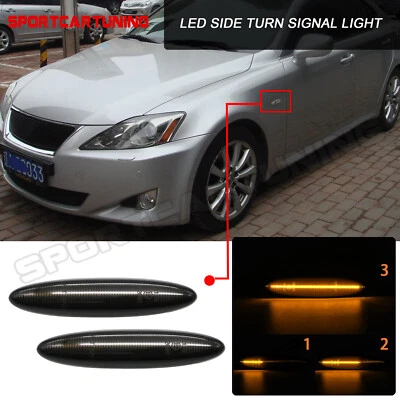 Sequential Smoked LED Side Marker Signal Lights For Lexus IS250 IS350 SC430 E350 Foto 1 de 4