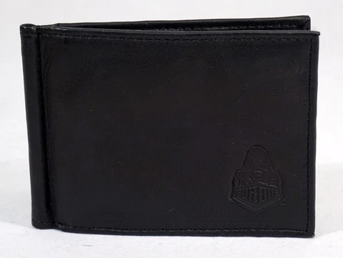 Purdue University Boilermakers RFID Blocking Black Leather Moneyclip Wallet Cover