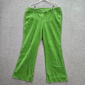 VINTAGE J Crew Women Pants 14 Green Low Fit Corduroy Stretch 29" Inseam Y2K - Picture 1 of 10
