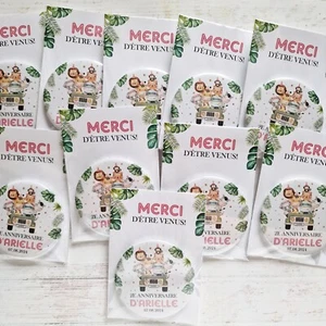 Pink Safari animals 1st birthday favors Girl wild one party souvenir Thank you - Picture 1 of 6