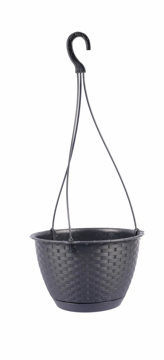6x Wand-Pflanzgefäße 'Venezianischer Korb' - Schwarz, Kunststoff, 31 Cm, Für Drinnen & Draußen