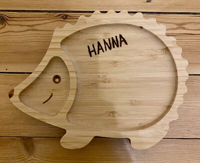 Sehr gepflegt: Kleiner Fuchs Bambus Kinderteller mit Saugnapf, ca.22 x 16 x 2 cm - Bild 1 von 2