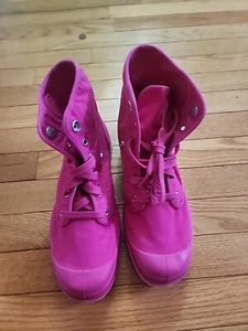 Palladium Folder Baggy Women's Sz 10 Pink Canvas Classic Combat Sneaker Boots - Picture 1 of 13