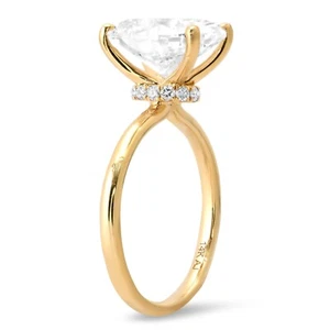 Anillo de compromiso de diamantes ovalados cultivados en laboratorio de 4,23 quilates de oro amarillo de 14 quilates certificado IGI - Imagen 1 de 7