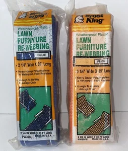 Frost King Lawn Furniture Chair Webbing 2 New Packs NOS Blue/White & Peach/White - Picture 1 of 6