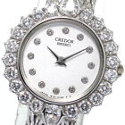 Seiko Credor 1E70-2110 K18wg Diamond Bezel White Dial Quartz Ladies Watch_805159