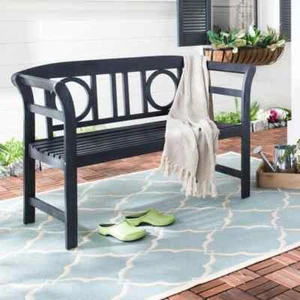 Moorpark 49.2 in. 2-Person Dark Slate Gray Acacia Wood Outdoor Bench - Picture 1 of 6
