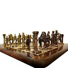 15"X15" Collectible Rosewood Chess Board Game Set With Brass Roman Figure Pieces
