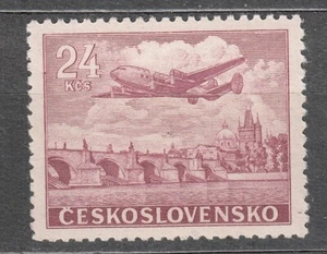 CZECHOSLOVAKIA 1946 SC#C26 **MNH 24k st.,  Plane over Charles Bridge, Prague - Bild 1 von 1