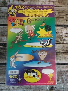 Vintage 1995 LOONEY TUNES WIZ Sofortnamen personalisierte Aufkleber Neu aus altem Lagerbestand 8,5" x 14" - Bild 1 von 5