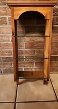 Solid Pine Wood 3 Thick Glass Shelves Hanging Wall Mount Hutch Style Vtg
