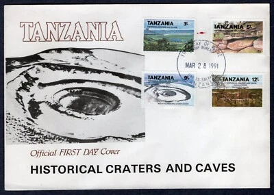GEOLOGY VOLCANO CRATERS VAVES SET & S/S 1991 TANZANIA 2 FDC - Image 1 of 2