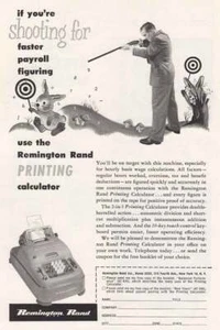 1953 Remington Rand: Shooting for Faster Payroll Vintage Print Ad - Picture 1 of 1