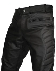 Herren Biker Stil Hose aus echtem Leder Motorradjeans schwarz gepolsterte Hose - Bild 1 von 5