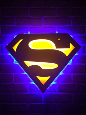 Justice League Superman LED Luminous Wall Home Decor Logo Night Lights Gift