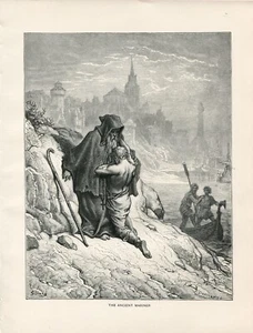 Ancient Mariner, Gustave Dore, 1892 engraving antique art print - Picture 1 of 4