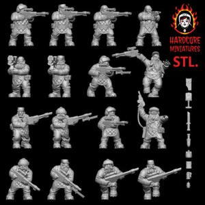 Retro Space Dwarf Troopers by Hardcore Miniatures for Sci-fi Wargaming - Picture 1 of 6