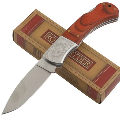 Rough Ryder Rich Grain Wood Handles Lockback Pocket Knife RR182 Engraved Bolster - Image 1 of 2